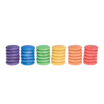 Grapat 36 Monedas – 36 monedas de madera en 6 colores del arcoíris
