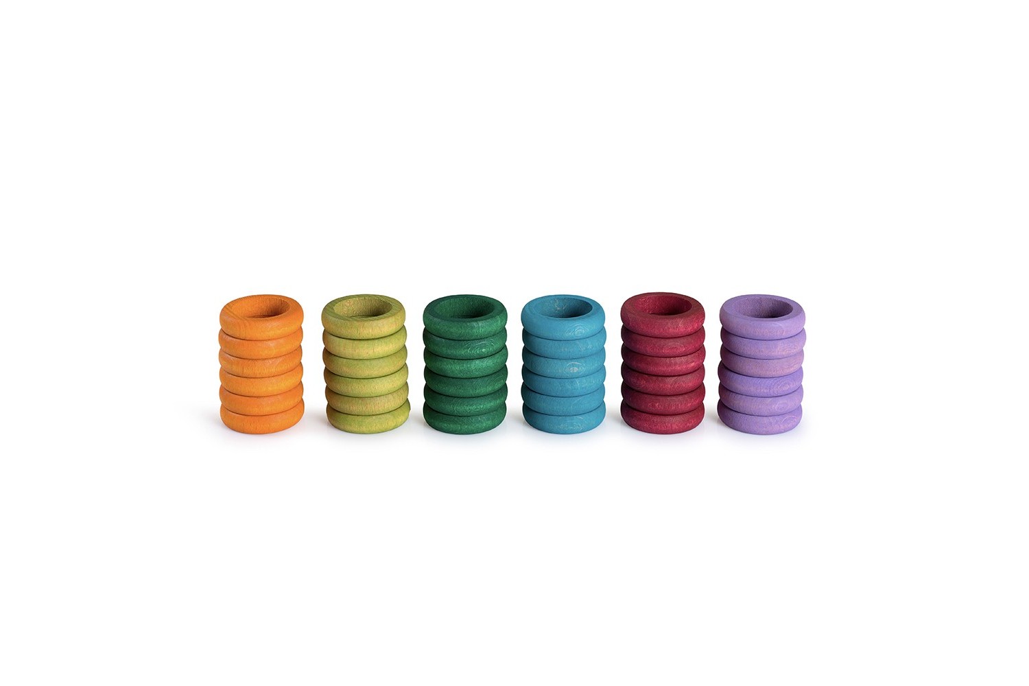 Grapat 36 Anells – 36 anells de fusta en 6 colors complementaris