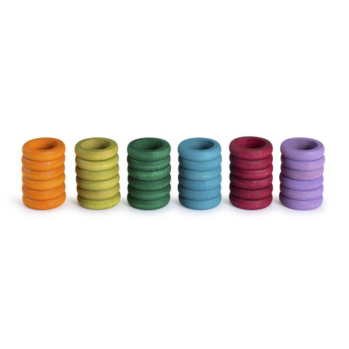 Grapat 36 Anells – 36 anells de fusta en 6 colors complementaris